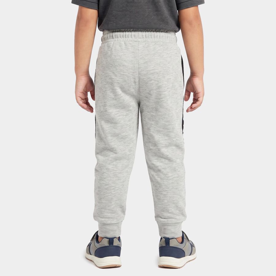 Boys Grey Jogger Typography Printed Pyjama, Melange Light Grey, large
