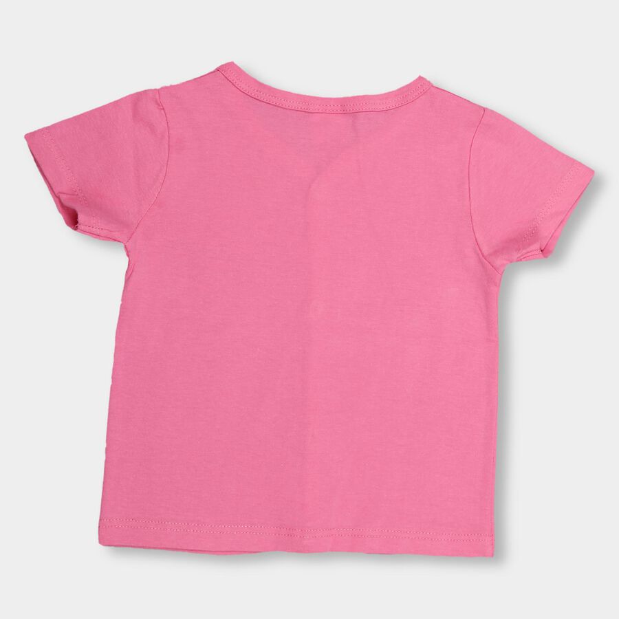 Kids' Bright Pink Cotton V-Neck Front Open T-Shirt, Pink, large image number null