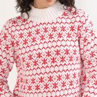 Women's Bright Cherry Red High Neck Casual Pullover, Red, small image number null