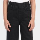 Girls Black Flared Fit Raw Hem Jeans, काला, small