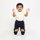 Infants Navy Blue Elephant Embroidered Cotton Blend Pyjama, Navy Blue, small image number null