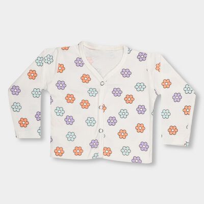 Infants' Off-White Cotton V-Neck Casual T-Shirt