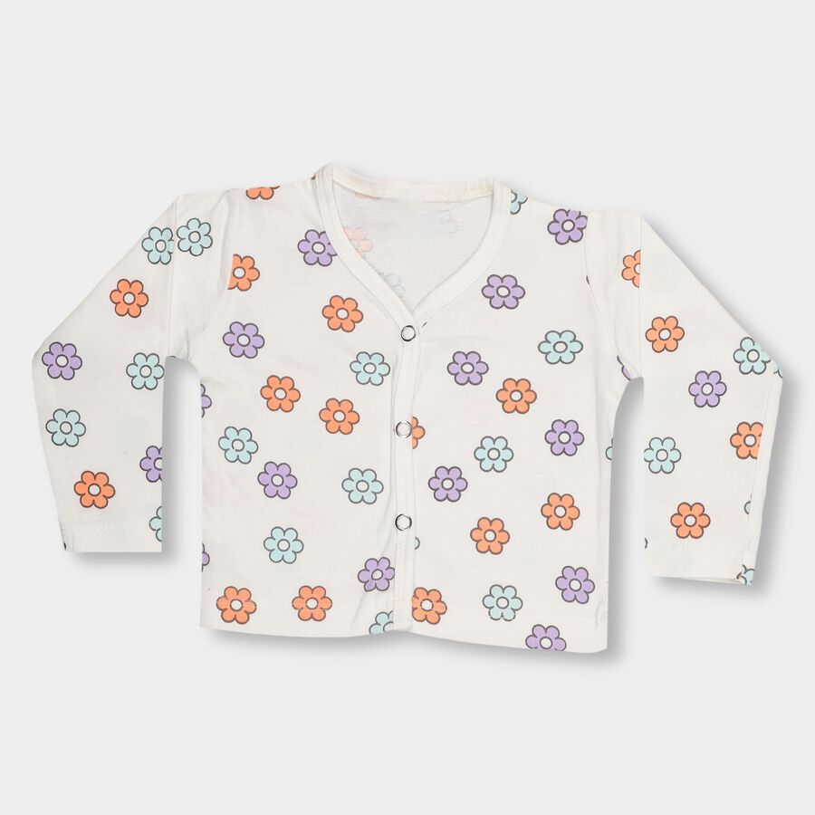 Infants' Off-White Cotton V-Neck Casual T-Shirt, ऑफ व्हाइट, large image number null