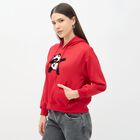 Women's Bright Cherry Red Crew Neck Casual Sweatshirt, लाल, small image number null