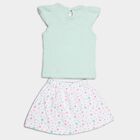Infants Cotton Round Neck Skirt Top Set, Light Green, small image number null