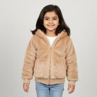Girls Light Beige Hooded Casual Jacket, गहरा पीला, small image number null