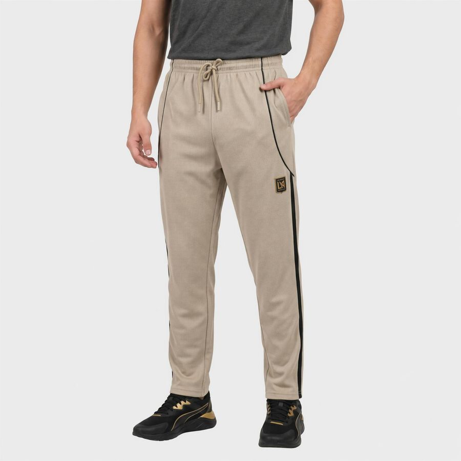 Men's Grey Tapered Fit Side-Striped Track Pants, Light Grey, large
