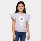 Girls Lilac Round Neck Casual T-Shirt, Lilac, small