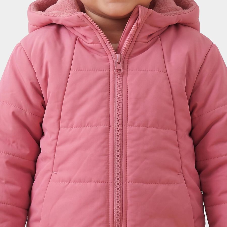 Infants Purple Hooded Puffer Jacket, बैंगनी, large