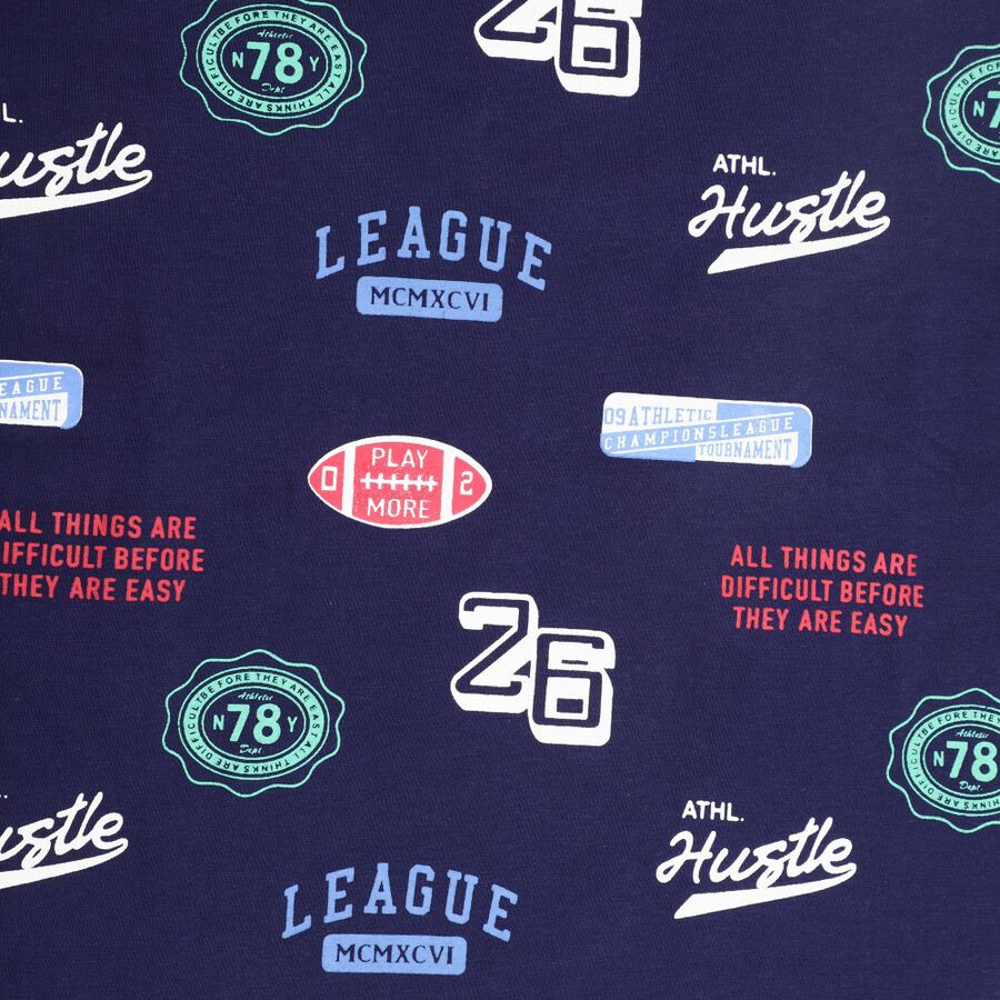 Boys' Cotton T-Shirt, Navy Blue, large image number null