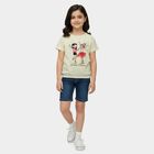 Girls Yellow Cotton Round Neck Casual T-Shirt, पीला, small
