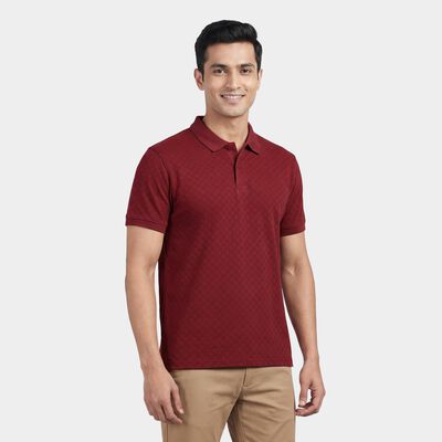 Men's Pink Polo Neck Classic Collared Half Sleeves T-Shirt