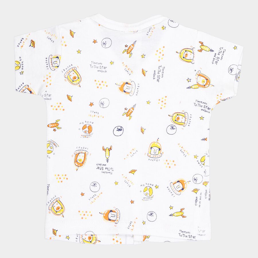 Infants Cotton Printed T-Shirt, White, large image number null