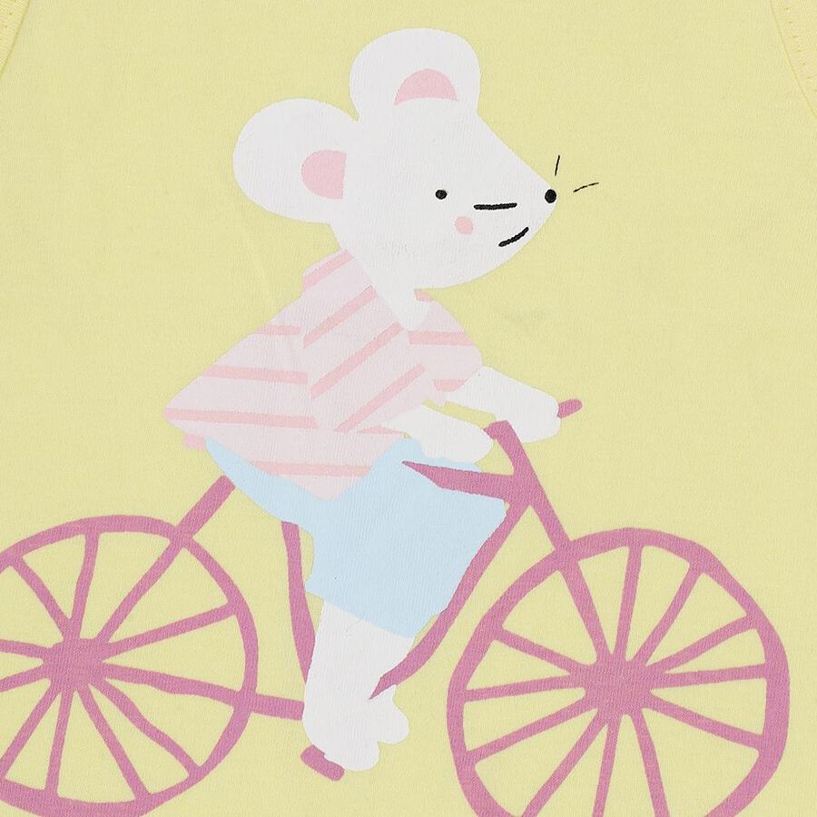 Infants Yellow Cotton Sleeveless Casual Shorts Set, Yellow, large