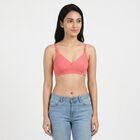 Women's Pink Cotton Blend Regular Bralette Bra, गुलाबी, small