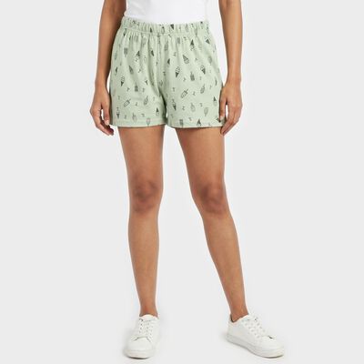 Women's Green Regular Fit Casual Shorts