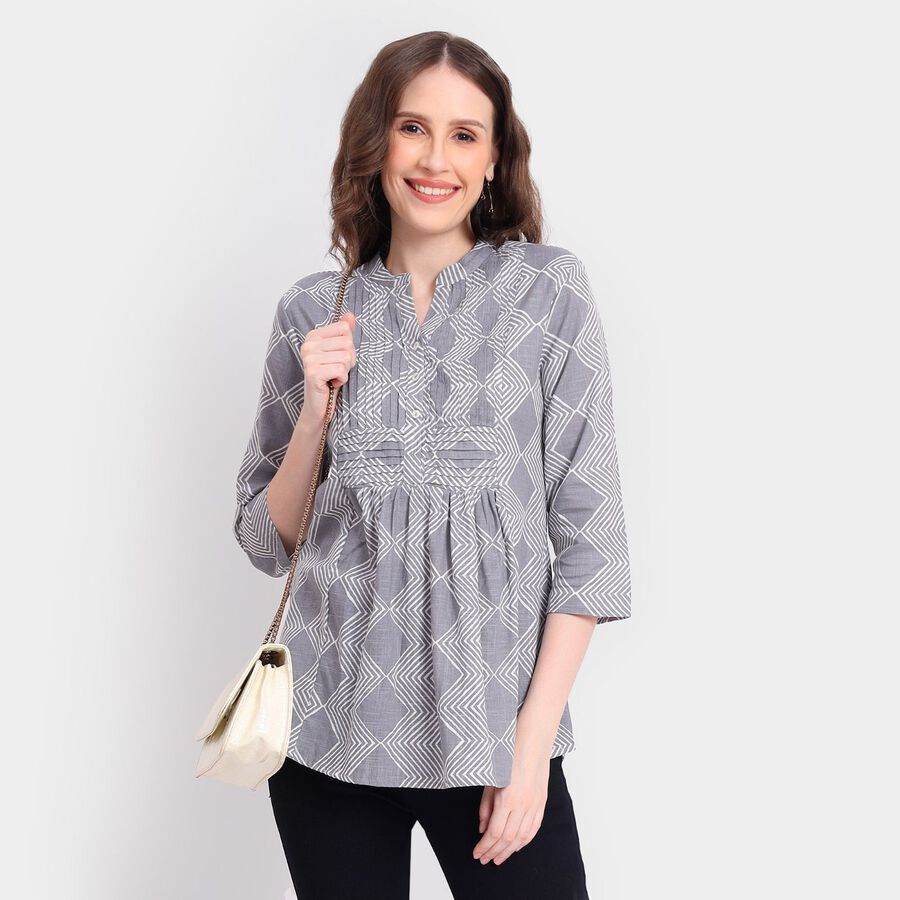 Ladies' 100% Cotton Kurta, हल्का ग्रे, large image number null