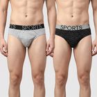 Men's Black Regular Fit Printed Briefs, काला, small