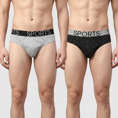 Men's Black Regular Fit Printed Briefs