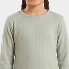 Girls' Green Long Sleeve Thermal, Light Green, small