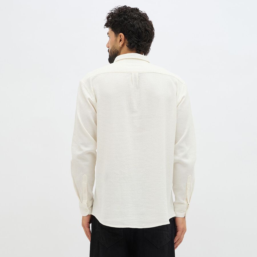 Men's Off-White Cotton Classic Collar Casual Shirt, ऑफ व्हाइट, large image number null