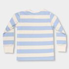 Boys Soft Powder Blue and Eggshell White Round Neck Casual T-Shirt, White, small image number null