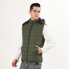 Men's Olive High Neck Sleeveless Puffer Jacket, ओलिव, small image number null