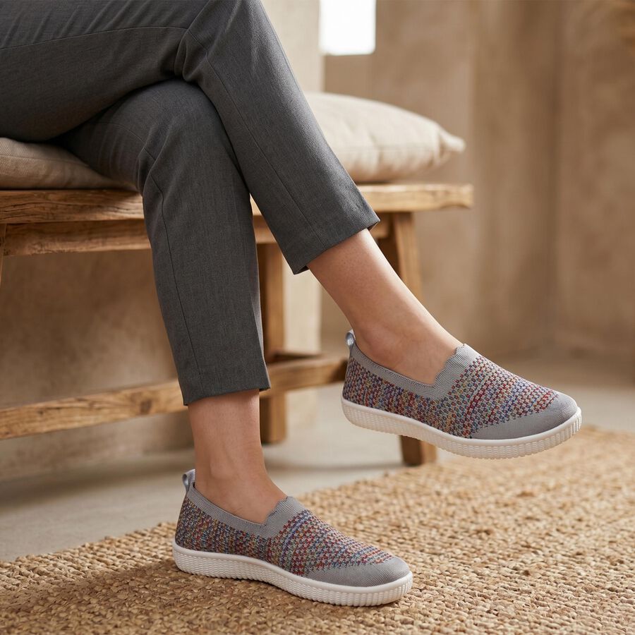 Women's Grey Slip-On Casual Shoes, Grey, large