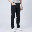 Men's Navy Blue Slim Fit Washed Jeans, गहरा नीला, small