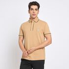 Men's Collared Half Sleeves T-Shirt, Beige, small image number null