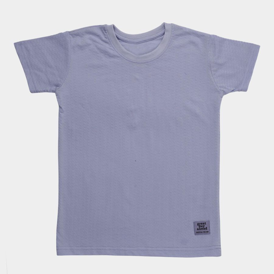 Boys Light Blue Crew Neck Casual Half Sleeve T-Shirt, Light Blue, large