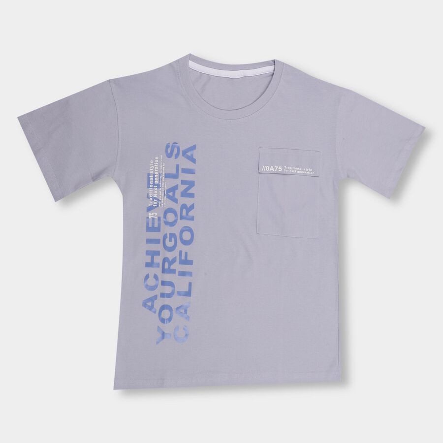 Boys' 100% Cotton Half Sleeves T-Shirt , Light Blue, large image number null