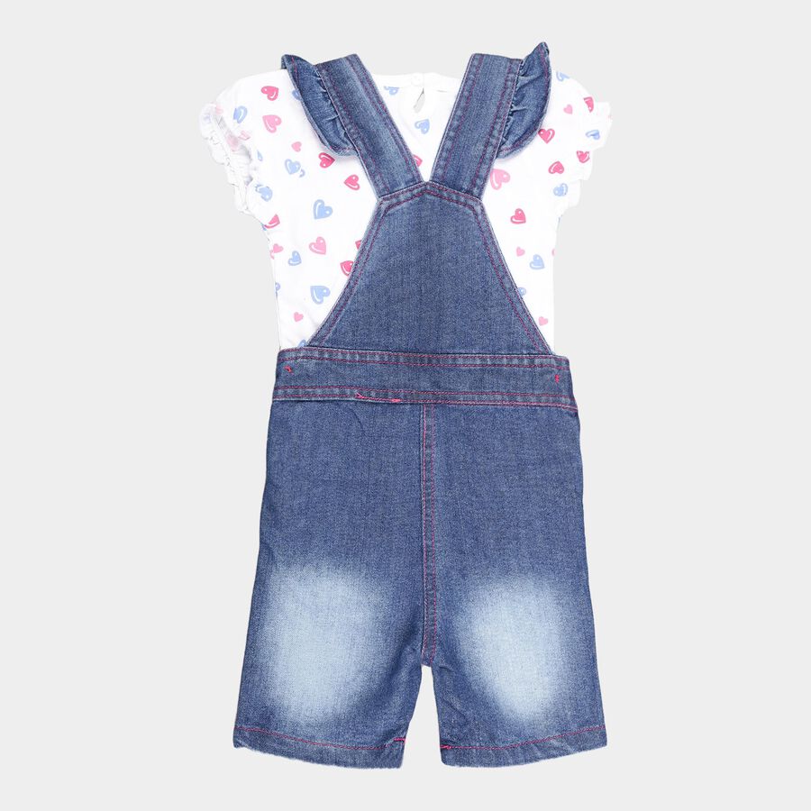 Infants Yellow Hippo Cotton Round Neck Shorts Set, Mid Blue, large image number null