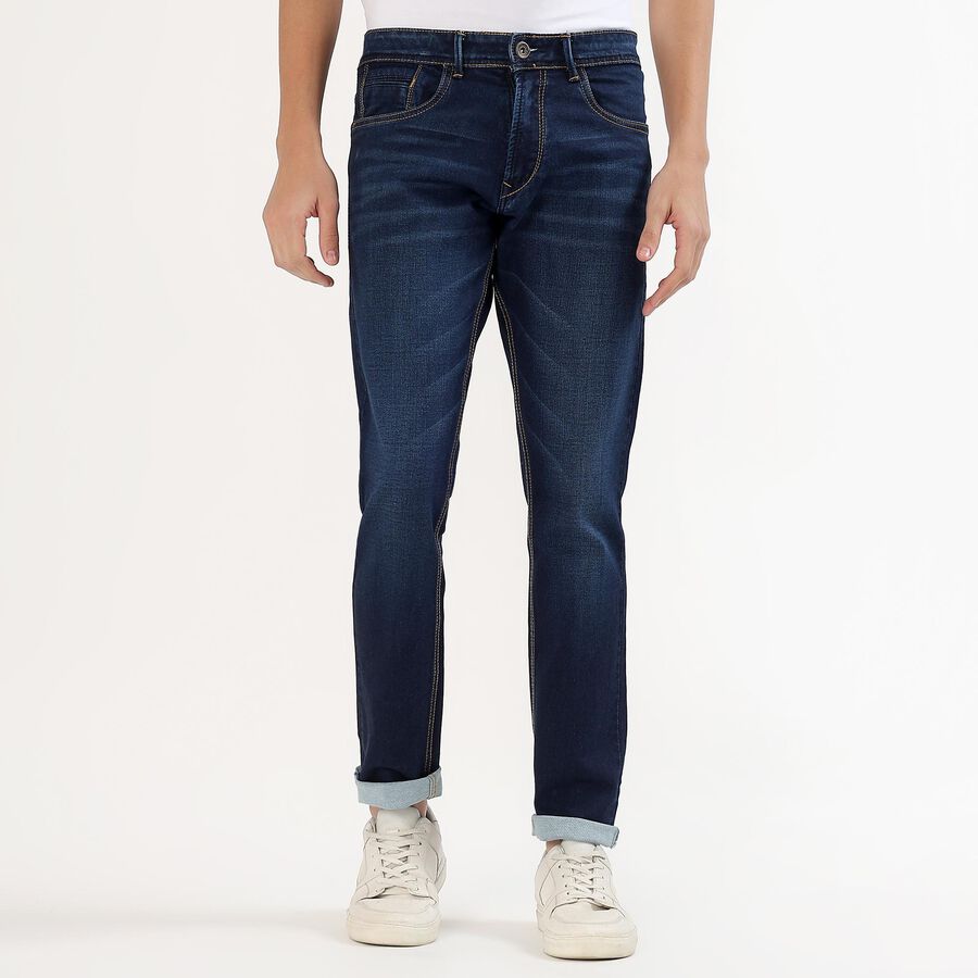 Men's Dark Indigo Slim Fit Classic Jeans, Dark Blue, large