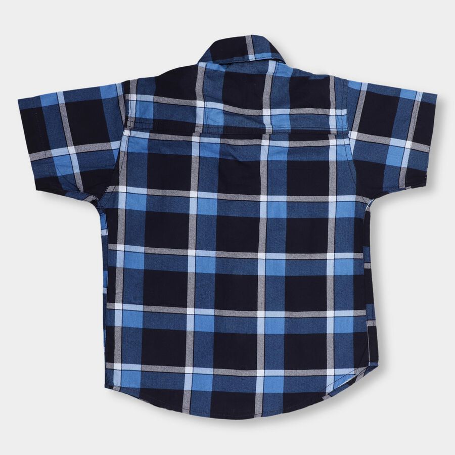 Boys' 100% Cotton Casual Shirt , मध्यम नीला, large image number null