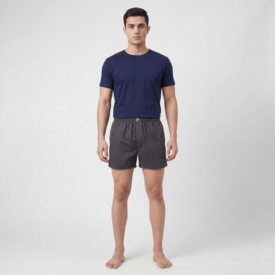 Men's Dark Grey Regular Fit Solid Boxers, गहरा ग्रे, large