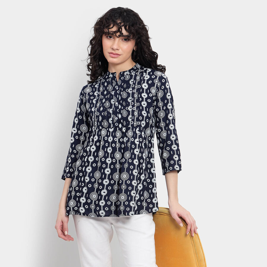 All Over Print Kurta, Navy Blue, large image number null