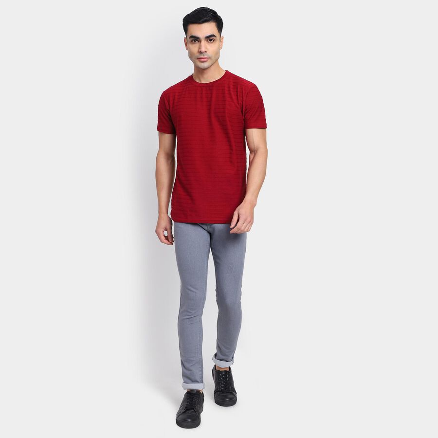 Men's Round Neck Half Sleeves T-Shirt , Maroon, large image number null