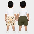 Infants' Olive Green Regular Fit Printed Half Pant, ओलिव, small