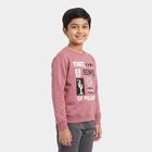 Boys' Pink Crew Neck Graphic Print Sweatshirt, गुलाबी, small