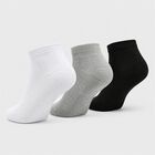 Men's Ankle Length Regular Fit Solid Pack of 3 Socks ( Black, Grey, White ), काला, small