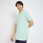 Men's Collared Half Sleeves T-Shirt , एक्वा, small
