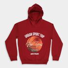 Boys Deep Maroon Hoodie Neck Graphic Sweatshirt, मरून, small image number null