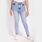 Embellished High Rise Jeans, Light Blue, small image number null