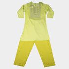 Girls Green Round Neck Fusion Set Upper and Bottom Set, हल्का हरा, small