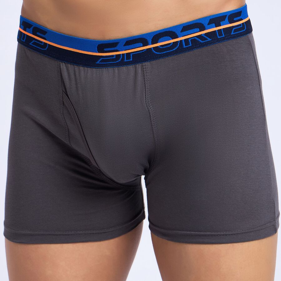 Men's 100% Cotton Trunks, Dark Grey, large