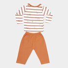 Infants Stripes Cotton Baba Suit, Brown, small image number null