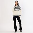 Women's Off-White Crew Neck Casual Cardigan, ऑफ व्हाइट, small image number null