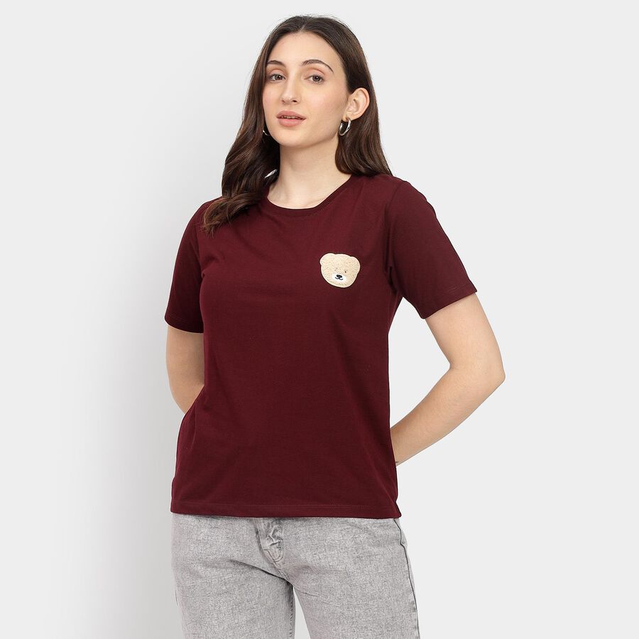 Ladies' Round Neck T-Shirt, Wine, large image number null
