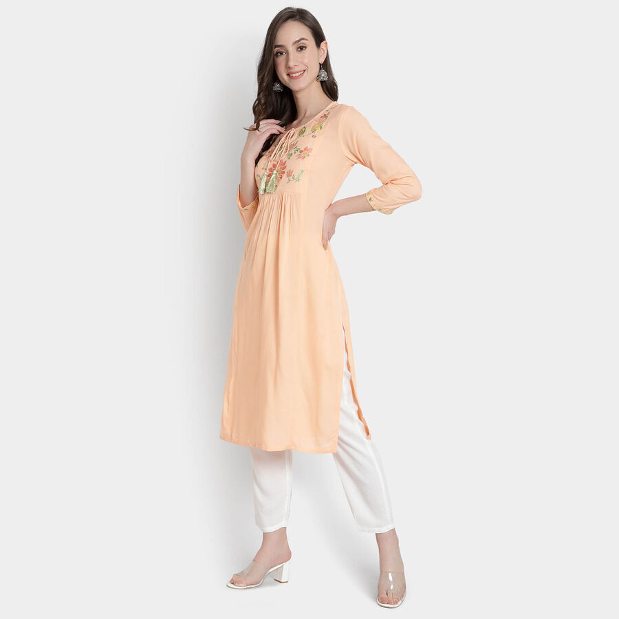 3/4Th Sleeves Flared Kurta, Peach, large image number null